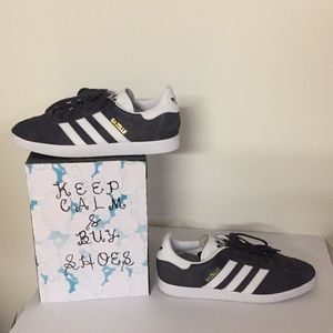 Grey suede Adidas gazelle sneakers